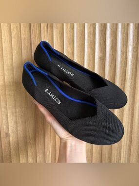 ROTHYS Round Toe Black Ballet Flat Shoes